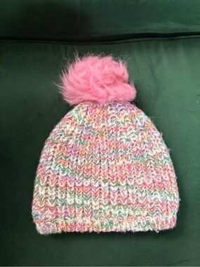 Kids Multicolor Knit Pom Beanie